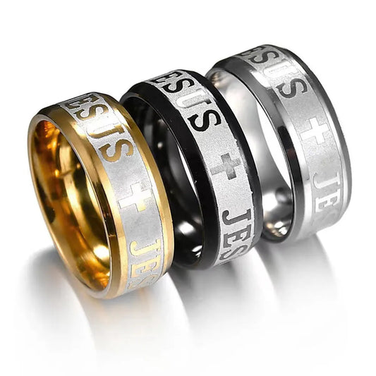 Retro Letter Stainless Steel Plating Rings