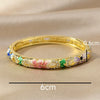 Retro Light Luxury Cloisonne Hollow Enamel & Oil Dripping Daisy Flower Single Layer Bracelet