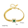 Retro Light Luxury Elegant Simple Square Pendant Necklace And Bracelet Jewelry Suit In Titanium Steel With Electroplating For Women