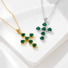 Retro Light Luxury Emerald Zircon Cross Pendant Necklace For Women 925 Sterling Silver Set With Diamonds
