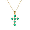 Retro Light Luxury Emerald Zircon Cross Pendant Necklace For Women 925 Sterling Silver Set With Diamonds