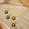 Retro Light Luxury Enamel Glazed 316L Stainless Steel Heart Pendant Necklace For Women's Jewelry