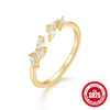 Retro Light Luxury Geometric S925 Sterling Silver Ring For Women With Inlaid Zircon Open Design