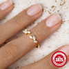 Retro Light Luxury Geometric S925 Sterling Silver Ring For Women With Inlaid Zircon Open Design