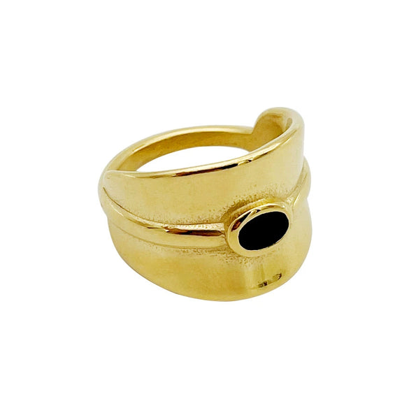 Retro Light Luxury Geometric Stainless Steel 18K Goldplated Ring