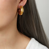 Retro Light Luxury Niche Design 316L Stainless Steel Gold Plated Geometric C Shaped Glazed Dripping Oil Earrings For Women