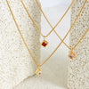 Retro Light Luxury Square Mixed Gem Inlay Multicolor Zircon Pendant 316L Stainless Steel Necklace Jewelry With Electroplating And Geometric Design