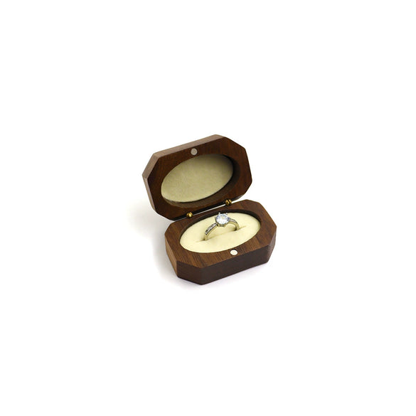 Retro Light Luxury Wooden Proposal And Wedding Ring Box High Grade Diamond Ring Storage Case With Long Inverted Inner Ellipse Shape