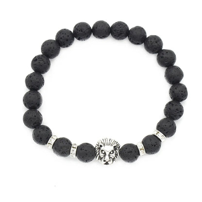 Retro Lion Alloy Volcanic Rock Stone Beaded Unisex Bracelets