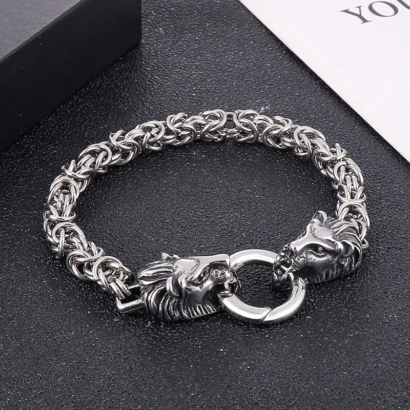 Retro Lion Skull Dragon Stainless Steel Men'S Bracelets