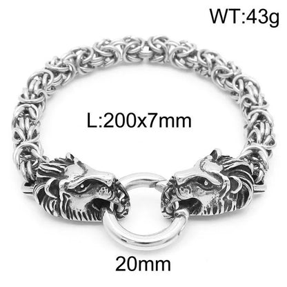 Retro Lion Skull Dragon Stainless Steel Men'S Bracelets