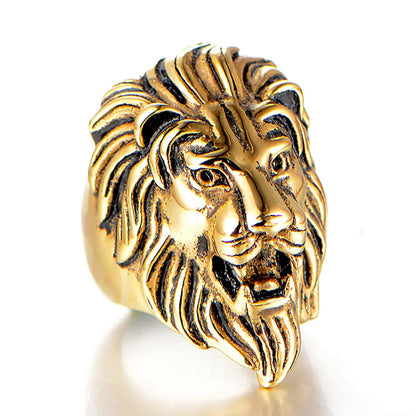 Retro Lion Titanium Steel Polishing None None Men'S Rings