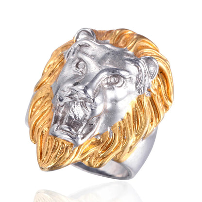 Retro Lion Titanium Steel Polishing None None Men'S Rings