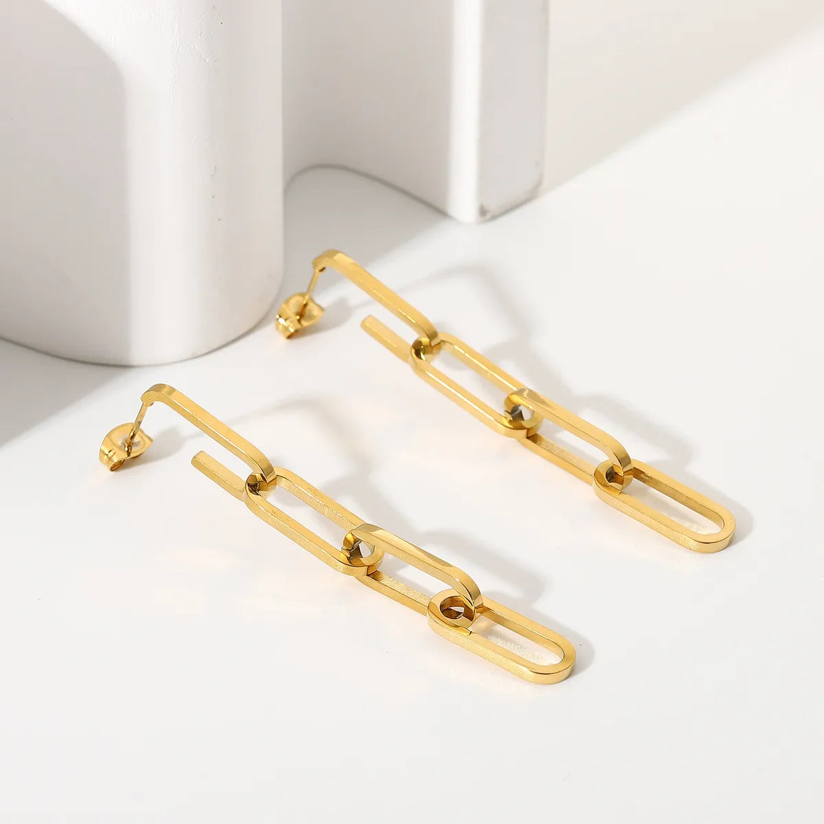 Retro Long Splicing Chain Stainless Steel Earrings