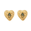 Retro Love Heart Shape Stainless Steel Earrings With Electroplating For Women