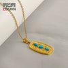Retro Love Turquoise 316L Stainless Steel And 316L Stainless Steel Pendant Geometric Goldplated Necklace
