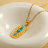 Retro Love Turquoise 316L Stainless Steel And 316L Stainless Steel Pendant Geometric Goldplated Necklace