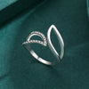 Retro Luxurious Leaf Sterling Silver Plating Inlay Zircon Rhodium Plated Rings