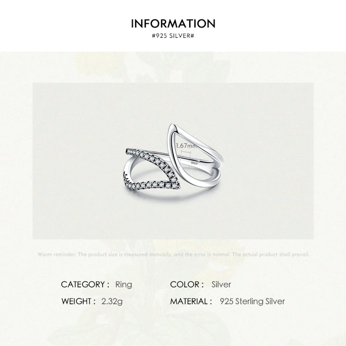 Retro Luxurious Leaf Sterling Silver Plating Inlay Zircon Rhodium Plated Rings