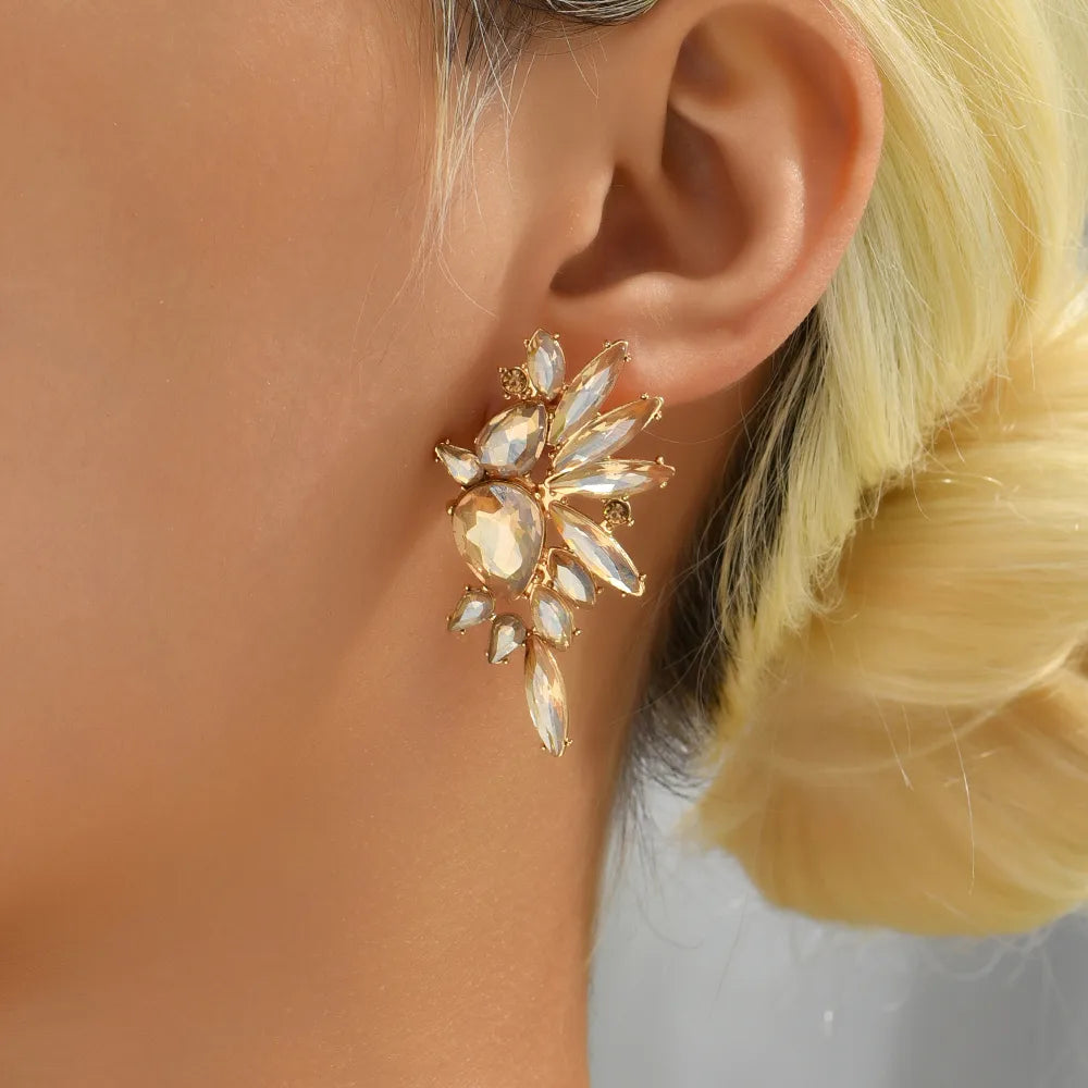 1 Pair Retro Luxurious Shiny Wings Inlay Glass Glass Ear Studs