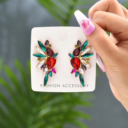 1 Pair Retro Luxurious Shiny Wings Inlay Glass Glass Ear Studs