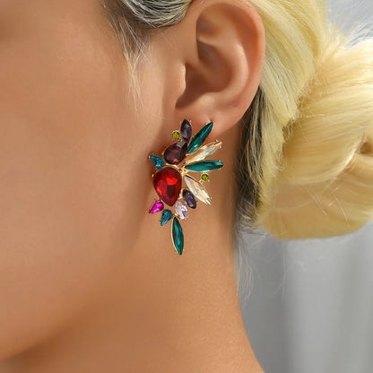 1 Pair Retro Luxurious Shiny Wings Inlay Glass Glass Ear Studs