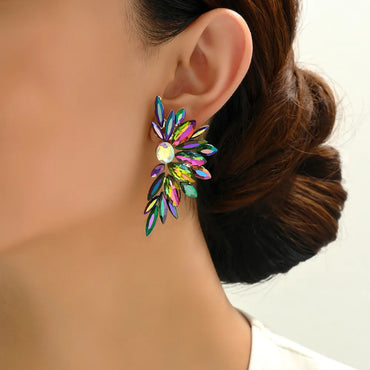 1 Pair Retro Luxurious Shiny Wings Inlay Glass Glass Ear Studs