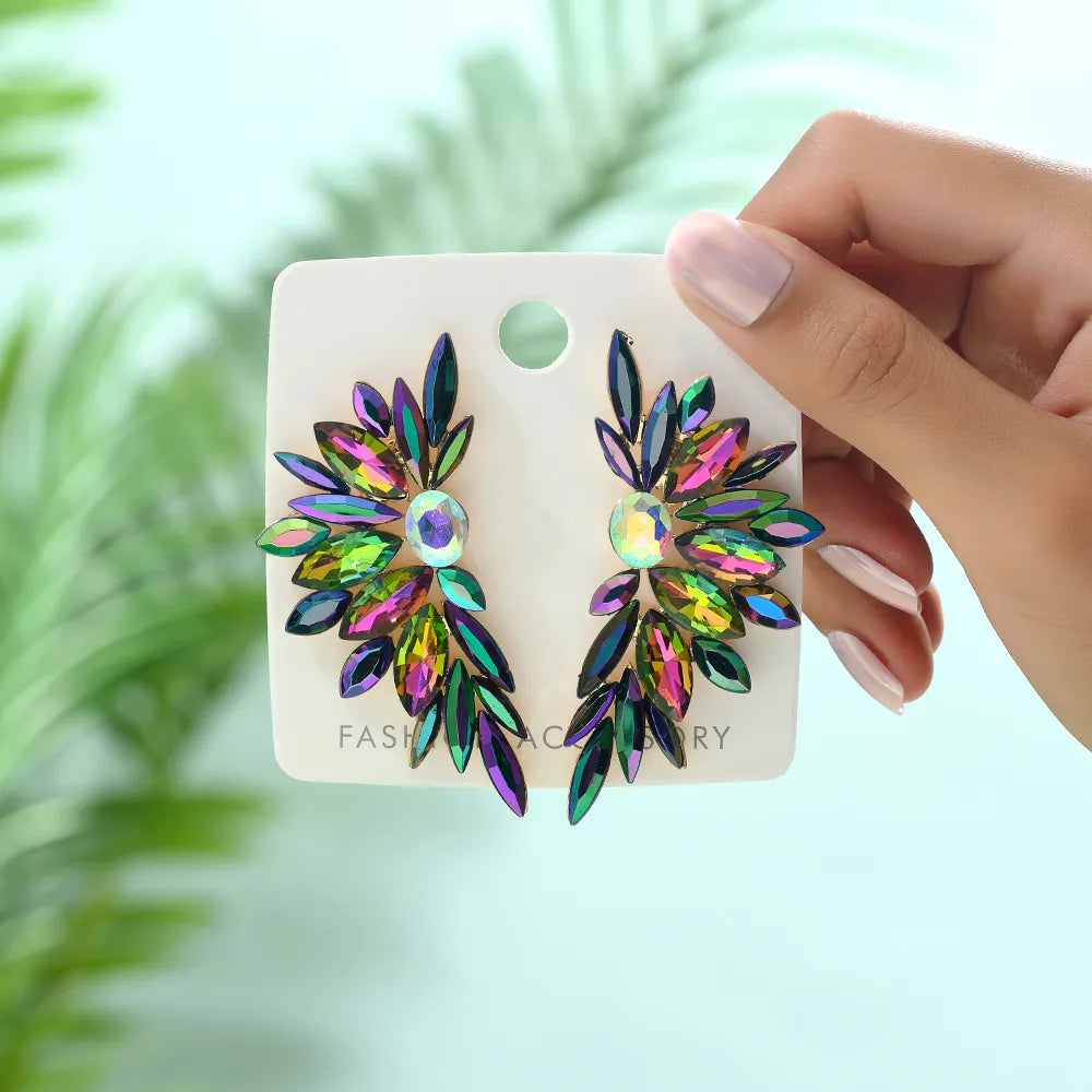 1 Pair Retro Luxurious Shiny Wings Inlay Glass Glass Ear Studs