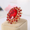 Retro Luxury Alloy Adjustable Open Ring With Crystal Glass Diamond Flower Design For Couples