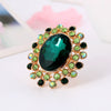 Retro Luxury Alloy Adjustable Open Ring With Crystal Glass Diamond Flower Design For Couples