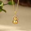 Retro Luxury Fulu Rotating Gourd Pendant Women's Titanium Steel Necklace With Flower Pattern And Electroplating