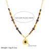 Retro Maillard Geometric Tiger's Eye Stainless Steel Pendant Necklace With Electroplating