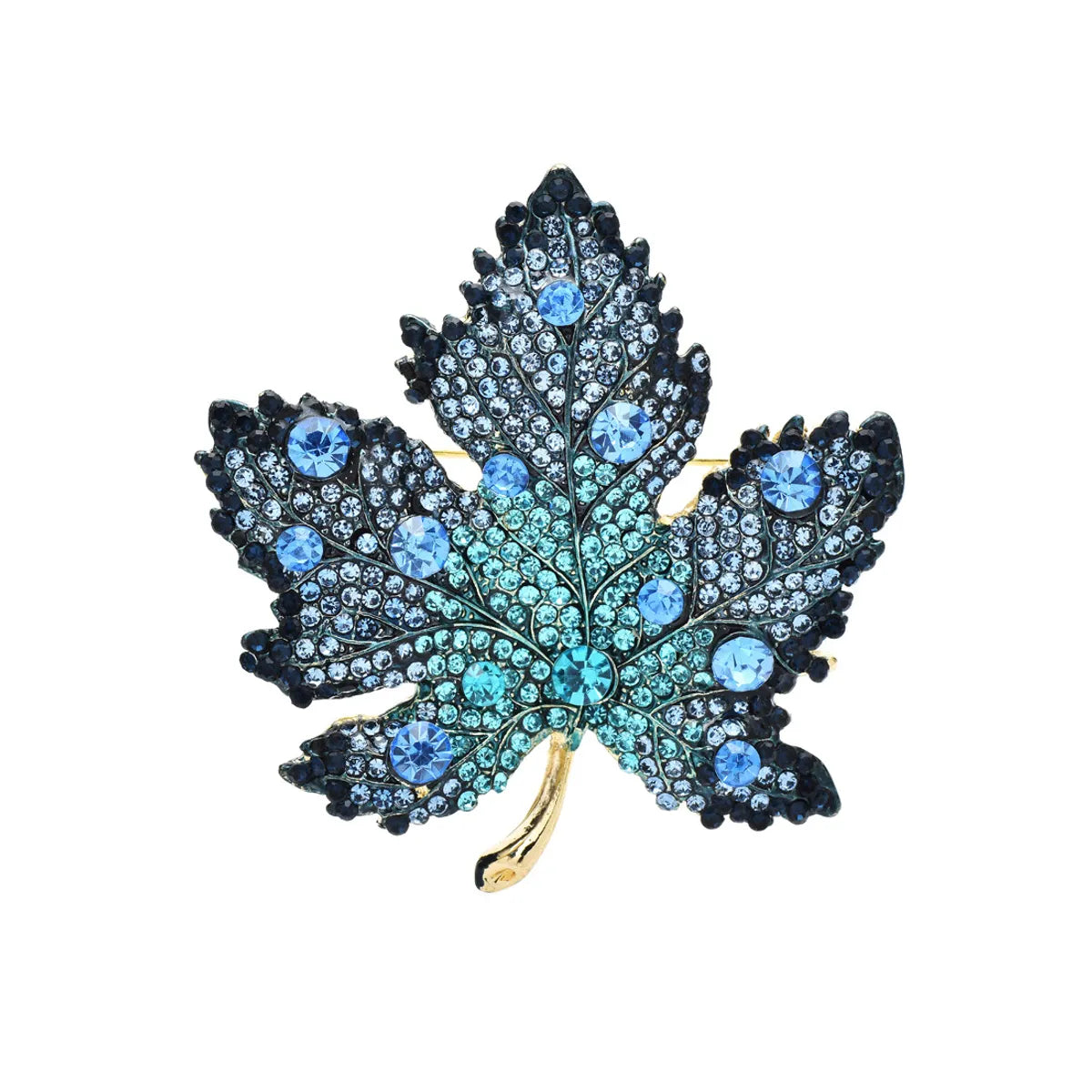 Retro Maple Leaf Alloy Inlay Rhinestones Unisex Brooches