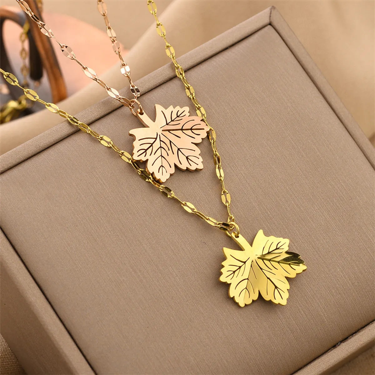 Retro Maple Leaf Titanium Steel Necklace