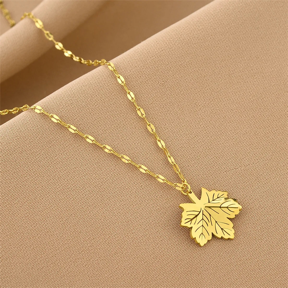 Retro Maple Leaf Titanium Steel Necklace