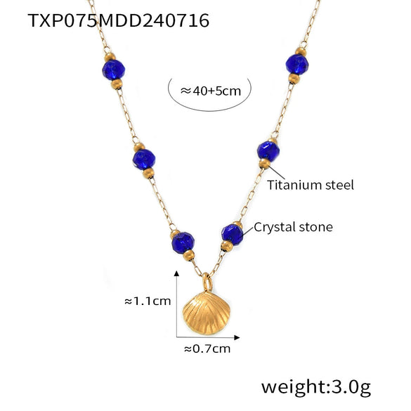 Retro Marine Starfish Shell Pendant Jewelry Set For Women Titanium Steel Electroplated Necklace Earrings Bracelet