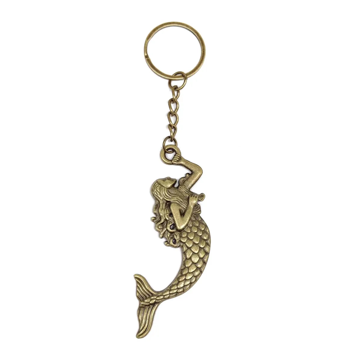 Retro Marine Style Beach Mermaid Alloy Plating Silver Plated Bag Pendant Keychain