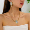 Retro Melting Clock Necklace And Earrings Set Artistic Exaggerated Alloy Jewelry With Electroplated Finish For Women