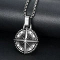 Retro Men's Navigator Compass Pendant Necklace In Stainless Steel With Polishing