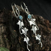 Retro Metal Plant Leaf Vine Diamond Earrings For Women