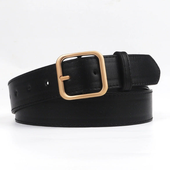 Retro Metal Square Buckle Women's Casual Decorative Belt With Matte Alloy Pin Buckle For Jeans