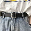 Retro Metal Square Buckle Women's Casual Decorative Belt With Matte Alloy Pin Buckle For Jeans