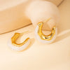 Retro Metallic Amber U Shape Titanium Steel Electroplated Women's Earrings
