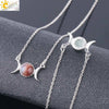Retro Minimalist Crescent Moon And Sun Pendant Clavicle Necklace With Natural Stone And Electroplated Alloy For Women