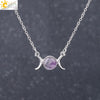 Retro Minimalist Crescent Moon And Sun Pendant Clavicle Necklace With Natural Stone And Electroplated Alloy For Women