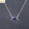 Retro Minimalist Crescent Moon And Sun Pendant Clavicle Necklace With Natural Stone And Electroplated Alloy For Women