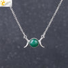 Retro Minimalist Crescent Moon And Sun Pendant Clavicle Necklace With Natural Stone And Electroplated Alloy For Women