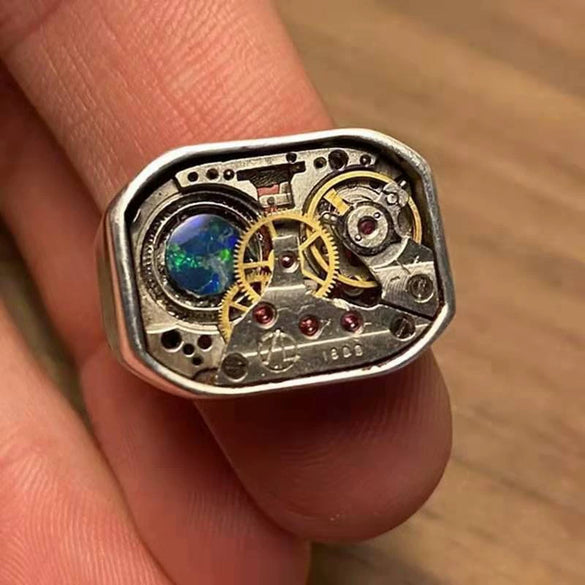 Retro Minimalist Geometric U Shape Metal Ring With Electroplated Mechanical Inspired Design For Men And Women