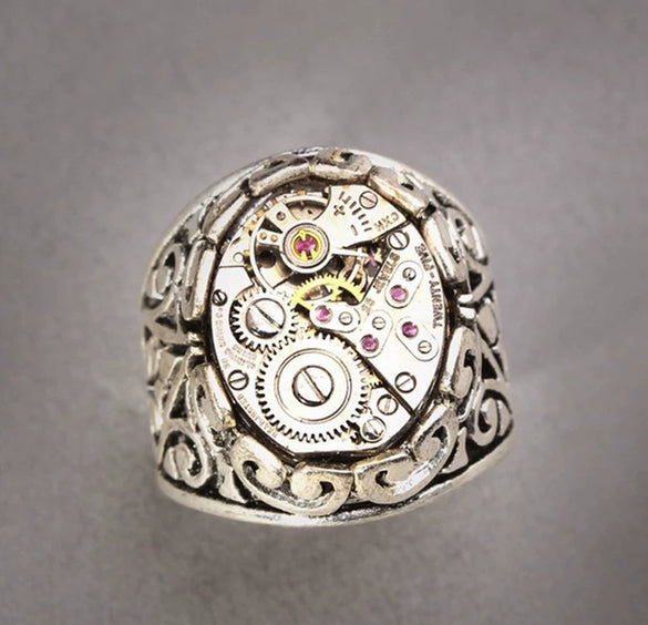 Retro Minimalist Geometric U Shape Metal Ring With Electroplated Mechanical Inspired Design For Men And Women