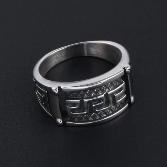 Retro Modern Style Cool Style Plaid 304 Stainless Steel Polishing Men'S Rings